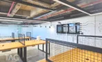 אופן ספייס עם גרפיקת קיר ומחיצת רשת במשרד להשכרה 260 מר באזור רוטשילד תל אביב