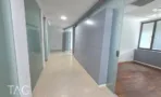 מסדרון עם קיר מחיצה אפור ומעבר לחדרים משני צדדיו במשרד להשכרה 527 מ