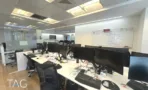 חלל עבודה פתוח עם שורות שולחנות ולוח מחיק במשרד 350 מ